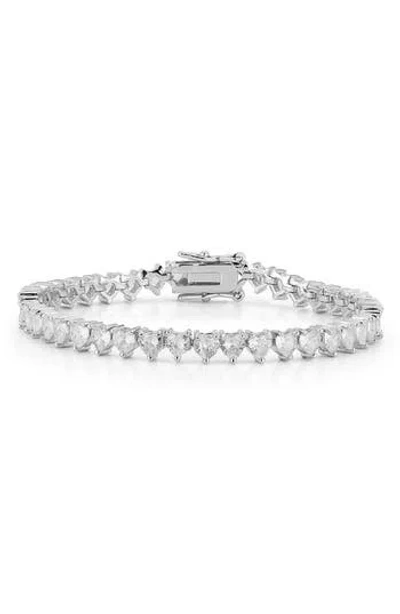 Chloe & Madison Chloe And Madison Cubic Zirconia Heart Tennis Bracelet In Silver