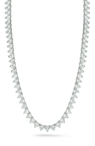 Chloe & Madison Chloe And Madison Cubic Zirconia Heart Tennis Necklace In Metallic