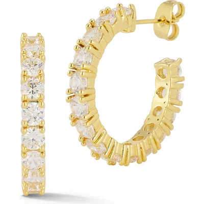 Chloe & Madison Chloe And Madison Cubic Zirconia Hoop Earrings In Gold