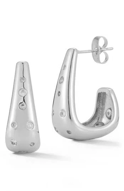 Chloe & Madison Chloe And Madison Cubic Zirconia Hoop Earrings In Silver