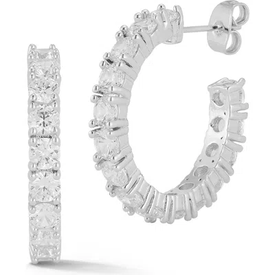 Chloe & Madison Chloe And Madison Cubic Zirconia Hoop Earrings In Silver