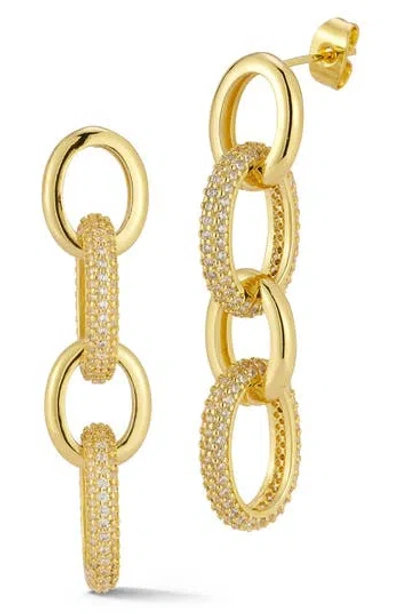 Chloe & Madison Chloe And Madison Cubic Zirconia Link Drop Earrings In Gold