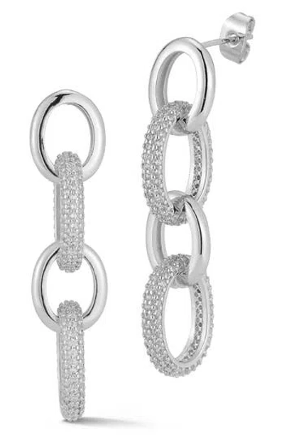 Chloe & Madison Chloe And Madison Cubic Zirconia Link Drop Earrings In White Gold