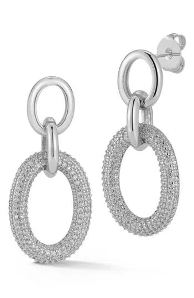 Chloe & Madison Chloe And Madison Cubic Zirconia Link Drop Earrings In Silver