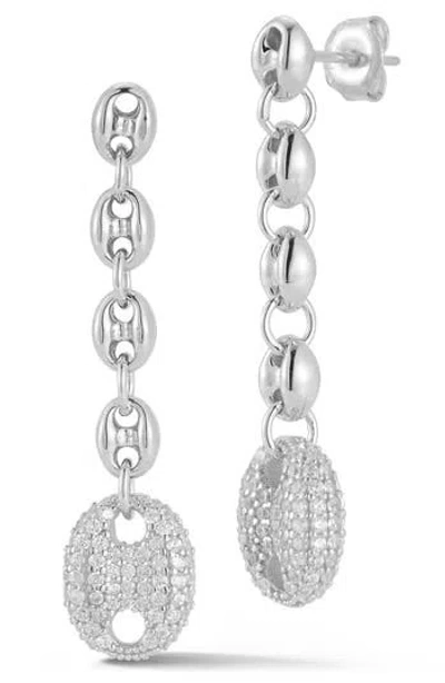 Chloe & Madison Chloe And Madison Cubic Zirconia Mariner Link Drop Earrings In Silver