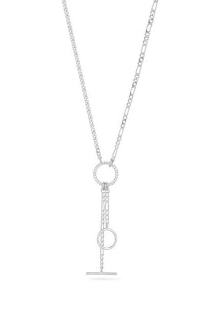 Chloe & Madison Chloe And Madison Cubic Zirconia Mixed Link Y-necklace In Silver