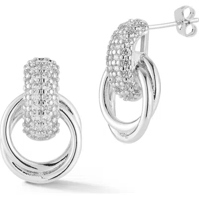 Chloe & Madison Chloe And Madison Cubic Zirconia Multi Ring Drop Earrings In Silver