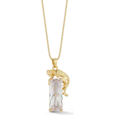 Chloe & Madison Chloe And Madison Cubic Zirconia Panther Pendant Necklace In Gold