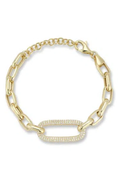 Chloe & Madison Chloe And Madison Cubic Zirconia Pavé Chain Bracelet In Gold