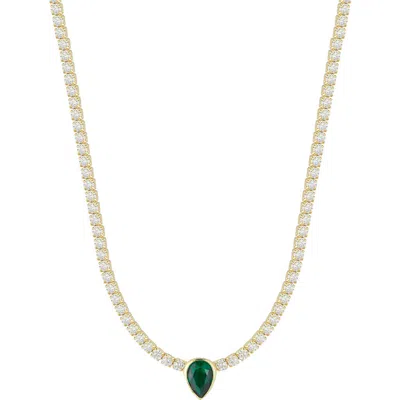 Chloe & Madison Chloe And Madison Cubic Zirconia Pendant Tennis Choker Necklace In Gold