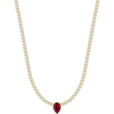 Chloe & Madison Chloe And Madison Cubic Zirconia Pendant Tennis Choker Necklace In Gold