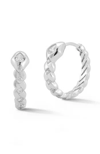 Chloe & Madison Chloe And Madison Cubic Zirconia Snake Huggie Hoop Earrings In Green