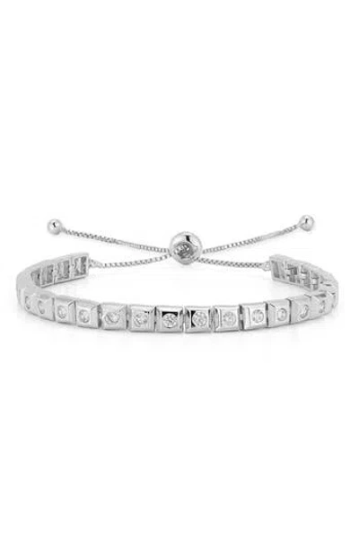Chloe & Madison Chloe And Madison Cubic Zirconia Square Bracelet In Silver