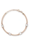 Chloe & Madison Chloe And Madison Cubic Zirconia Station Curb Chain Bracelet In Gold
