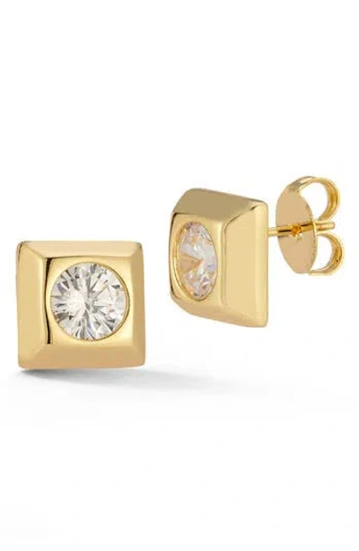Chloe & Madison Chloe And Madison Cubic Zirconia Stud Earrings In Gold