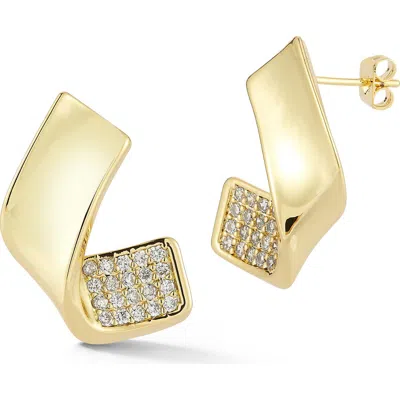 Chloe & Madison Chloe And Madison Cubic Zirconia Swirl Earrings In Gold