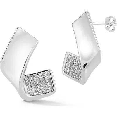 Chloe & Madison Chloe And Madison Cubic Zirconia Swirl Earrings In Silver