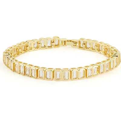 Chloe & Madison Chloe And Madison Cubic Zirconia Tennis Bracelet In Gold