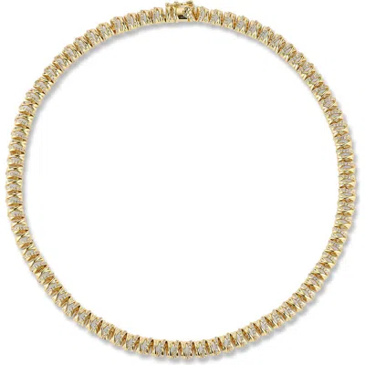 Chloe & Madison Chloe And Madison Cubic Zirconia Tennis Necklace In Gold