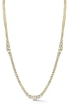 Chloe & Madison Chloe And Madison Plated Cz Graduated Tennis Necklace In Gold
