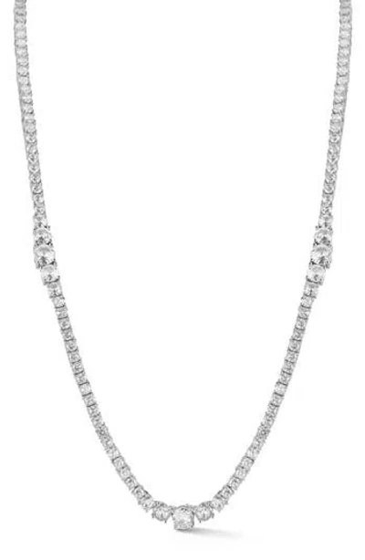 Chloe & Madison Chloe And Madison Cubic Zirconia Tennis Necklace In Silver