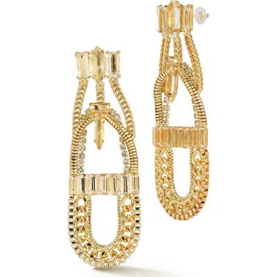 Chloe & Madison Chloe And Madison Cubic Zirconia Tiered Chain Drop Earrings In Gold
