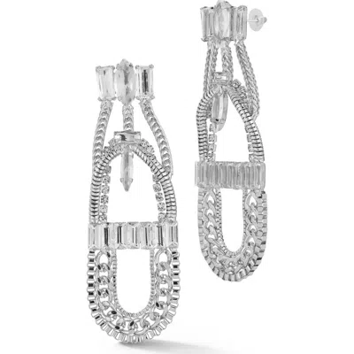 Chloe & Madison Chloe And Madison Cubic Zirconia Tiered Chain Drop Earrings In Silver