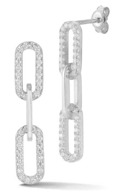 Chloe & Madison Chloe And Madison Cubic Zirconia Triple Link Drop Earrings In Silver