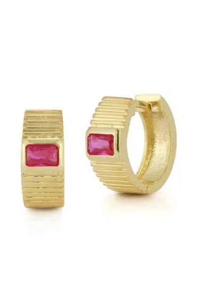 Chloe & Madison Chloe And Madison Cubic Zirconia Vintage Hoop Earrings In Gold