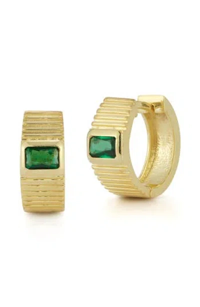 Chloe & Madison Chloe And Madison Cubic Zirconia Vintage Hoop Earrings In Gold