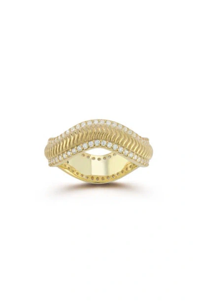 Chloe & Madison Cubic Zirconia Wave Ring In Gold
