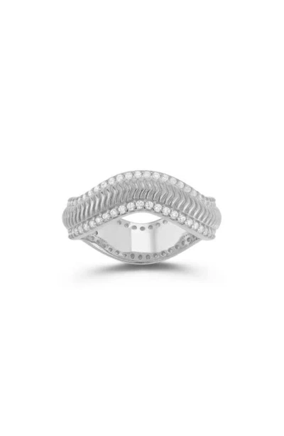 Chloe & Madison Cubic Zirconia Wave Ring In Metallic