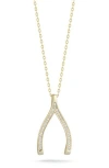 Chloe & Madison Chloe And Madison Cubic Zirconia Wishbone Pendant Necklace In Gold