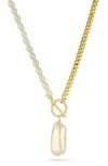 Chloe & Madison Chloe And Madison Cultured Pearl Pendant Toggle Necklace In Gold