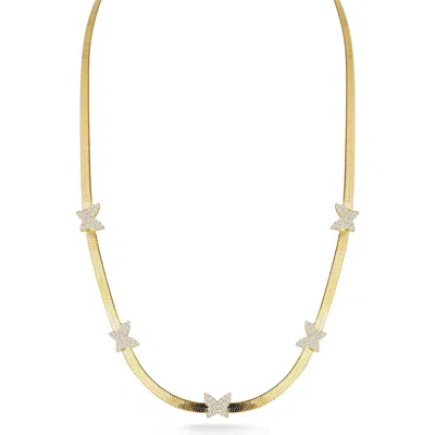 Chloe & Madison Chloe And Madison Cz Butterfly Choker Necklace In Gold