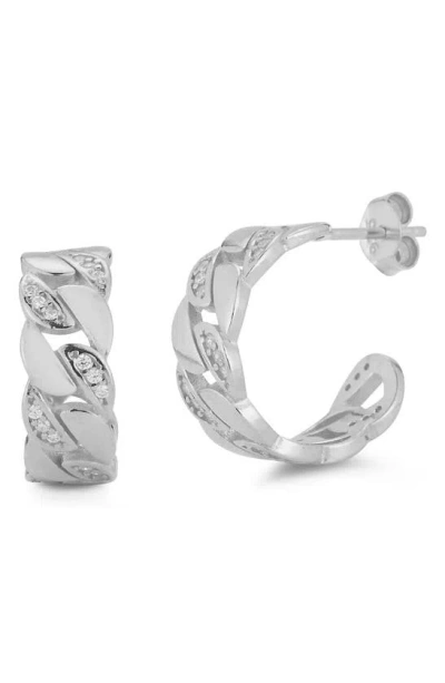 Chloe & Madison Cz Chain Hoop Earrings In Metallic