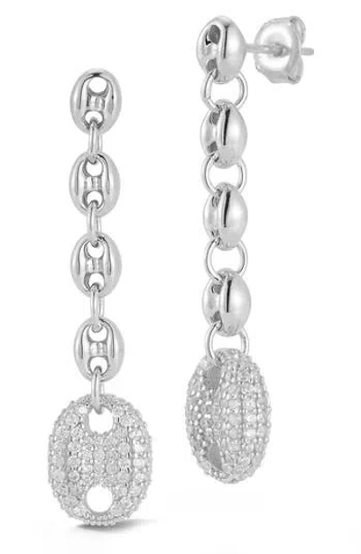 Chloe & Madison Chloe And Madison Cz Chain Link Drop Earrings In Silver