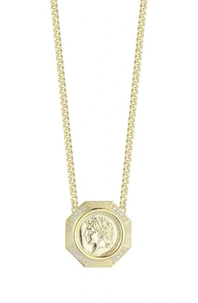 Chloe & Madison Cz Coin Necklace In Gold