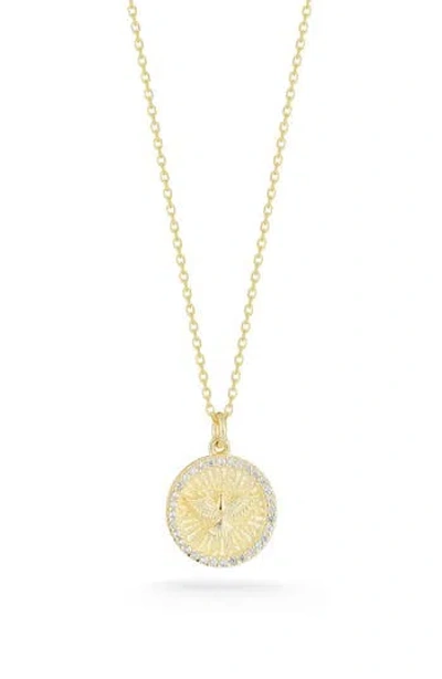 Chloe & Madison Chloe And Madison Cz Coin Pendant Necklace In Silver