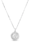 Chloe & Madison Chloe And Madison Cz Coin Pendant Necklace In Silver