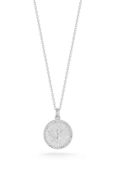 Chloe & Madison Chloe And Madison Cz Coin Pendant Necklace In Silver