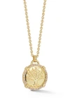 Chloe & Madison Chloe And Madison Cz Embossed Coin Pendant Necklace In Gold