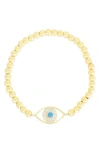 Chloe & Madison Chloe And Madison Cz Eye Stretch Bead Bracelet In Gold