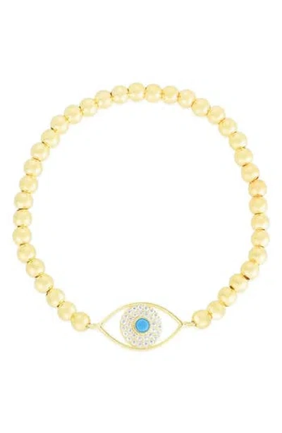 Chloe & Madison Chloe And Madison Cz Eye Stretch Bead Bracelet In Gold