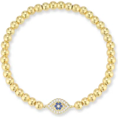 Chloe & Madison Chloe And Madison Cz Eye Stretch Bead Bracelet In Gold