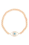 Chloe & Madison Chloe And Madison Cz Eye Stretch Bead Bracelet In Rose Gold