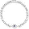 Chloe & Madison Chloe And Madison Cz Eye Stretch Bead Bracelet In Silver