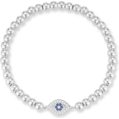 Chloe & Madison Chloe And Madison Cz Eye Stretch Bead Bracelet In Silver