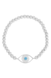 Chloe & Madison Chloe And Madison Cz Eye Stretch Bead Bracelet In Silver