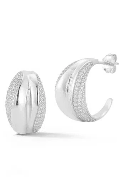 Chloe & Madison Chloe And Madison Cz Hoop Earrings In Silver